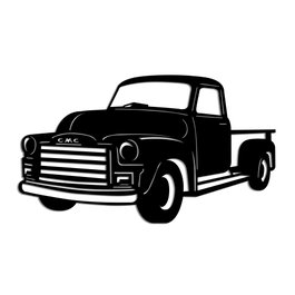 Wallity GMC 3100 Pickup Truck Accesorio de pared de metal Negro
